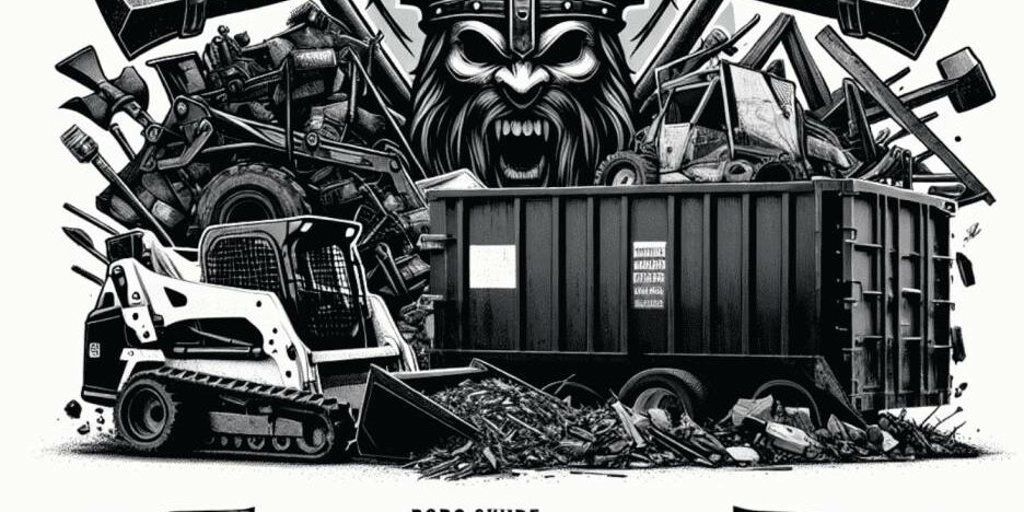 Sons of Odin Viking junk hauling crew posing with a bobcat