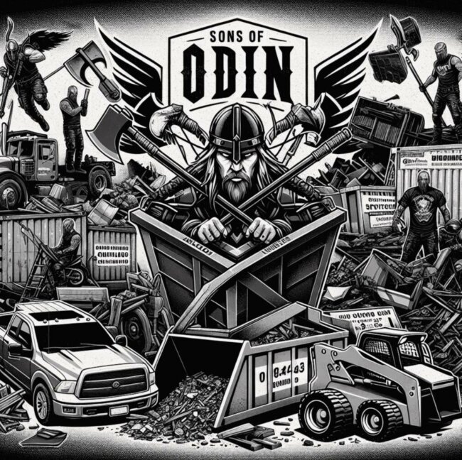 unstoppable-viking-dumpsters-sons-of-odin Viking-themed fleet from Sons of Odin offering waste bin service