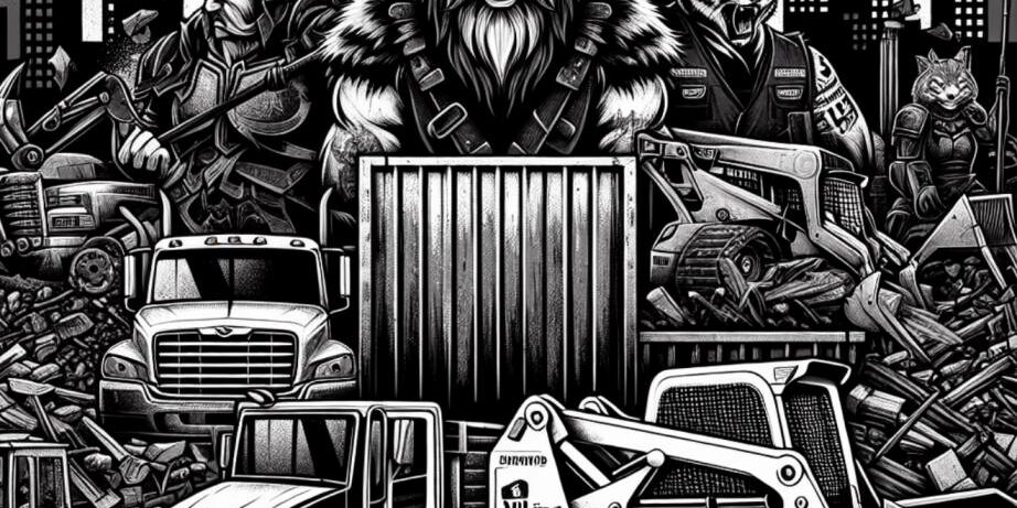 warrior-tribe-dumpster-rental-sons-of-odin Sons of Odin skid steer on site for powerful Viking junk removal